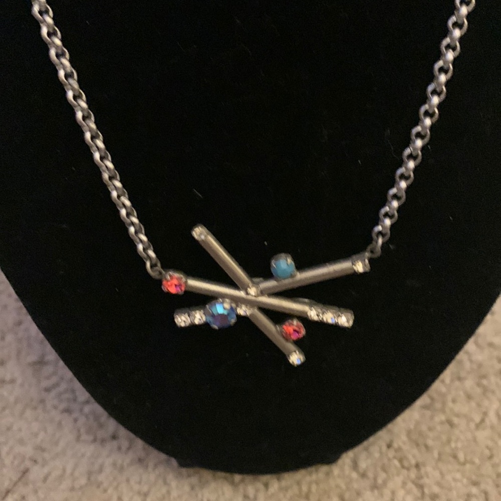 Sabika necklace; red, blue and diamond colored stones